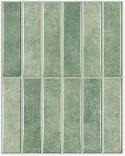 10-Sheet Peel and Stick Backsplash Stick on Tile, Thick Self-Adhesive Wall Panels for Bathroom Vanity, Coffee Bar & Accent Walls (Sage Green)