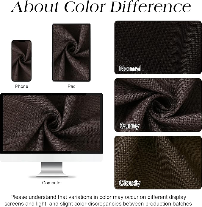 Chocolate Brown 48 Inch Shower Curtain - Stall Narrow Half Linen Ultra Thick Fabric Shower Curtain Set with Hooks, Boho Farmhouse Rustic RV Camper Bath Curtains for Bathroom, 48x72