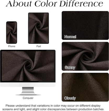 Chocolate Brown 36 Inch Shower Curtain - Stall Narrow Half Linen Ultra Thick Fabric Shower Curtain Set with Hooks, Boho Farmhouse Rustic RV Camper Bath Curtains for Bathroom, 36x72