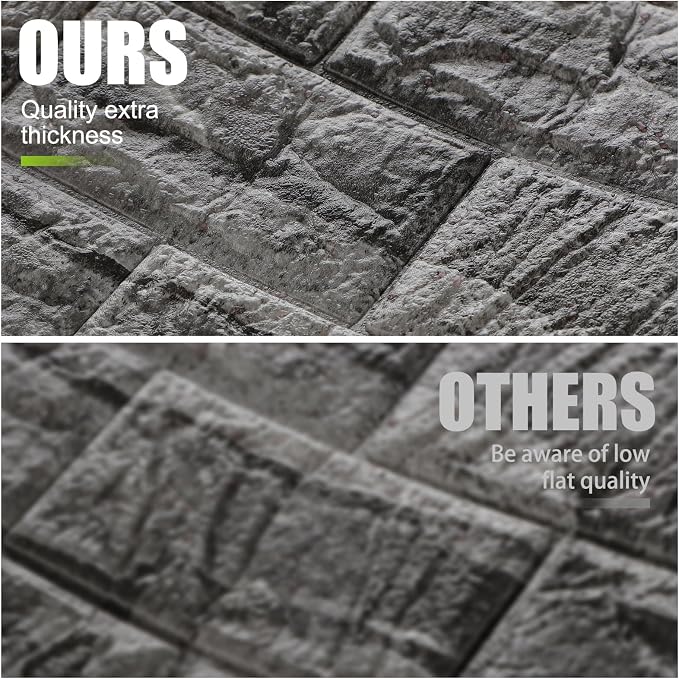 30 Pcs 3D Wall Panels Peel and Stick Wallpaper Foam, Grey Stone | Faux Brick Stone Tiles, Covering 28.8-48.4 Sq ft, Self Adhesive Waterproof Panels for Bedroom Living Room Kitchen Walls