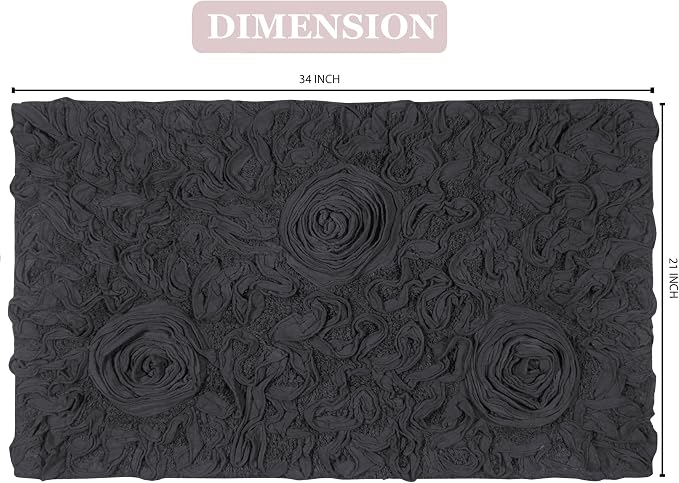 Home Weavers Bell Flower Collection 100% Cotton Tufted Bath Rugs, Extra Soft and Absorbent Bath Rugs, Non-Slip Bath Mats, Machine Washable, Bath Mats for Bathroom Floor, 21"x34" Rectangle, Gray