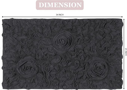 Home Weavers Bell Flower Collection 100% Cotton Tufted Bath Rugs, Extra Soft and Absorbent Bath Rugs, Non-Slip Bath Mats, Machine Washable, Bath Mats for Bathroom Floor, 21"x34" Rectangle, Gray