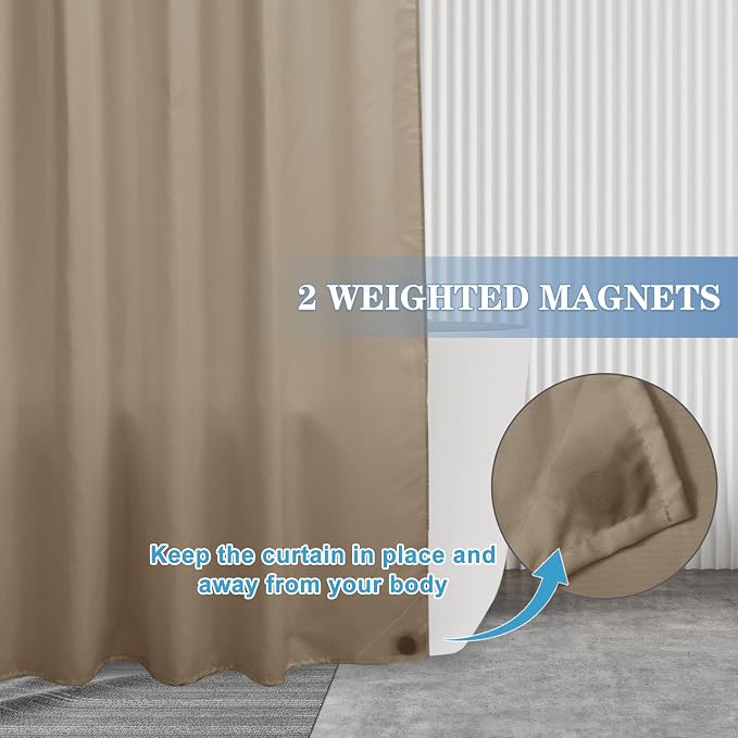 Nasitos Fabric Shower Curtain Liners with Magnets 2 Pack 70X72 Inch White | Washable & Water Resistant Lighweight Cloth Shower Liner for Bathroom, Soft Hotel Quality, Standard Size
