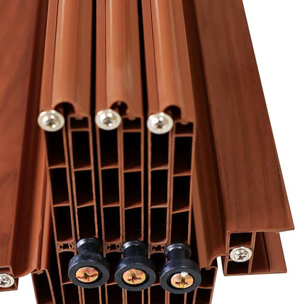 48" x 80" Premium Foldable Accordion Door,Heavy Duty,Walnut | Foldable accordion doors w/ double‑walled heavy‑duty panels, ideal as interior room dividers for privacy, space‑saving design