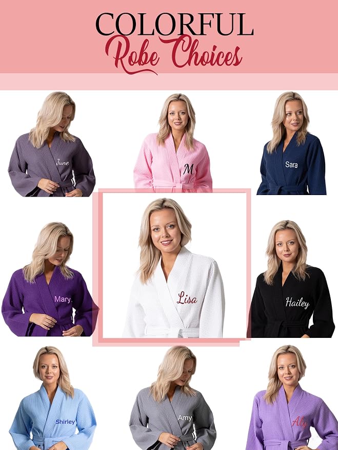 Waffle Knit Lightweight Kimono Spa & Bath Robes for Women - Quick Dry - Soft