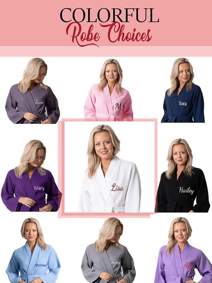 Waffle Knit Lightweight Kimono Spa & Bath Robes for Women - Quick Dry - Soft
