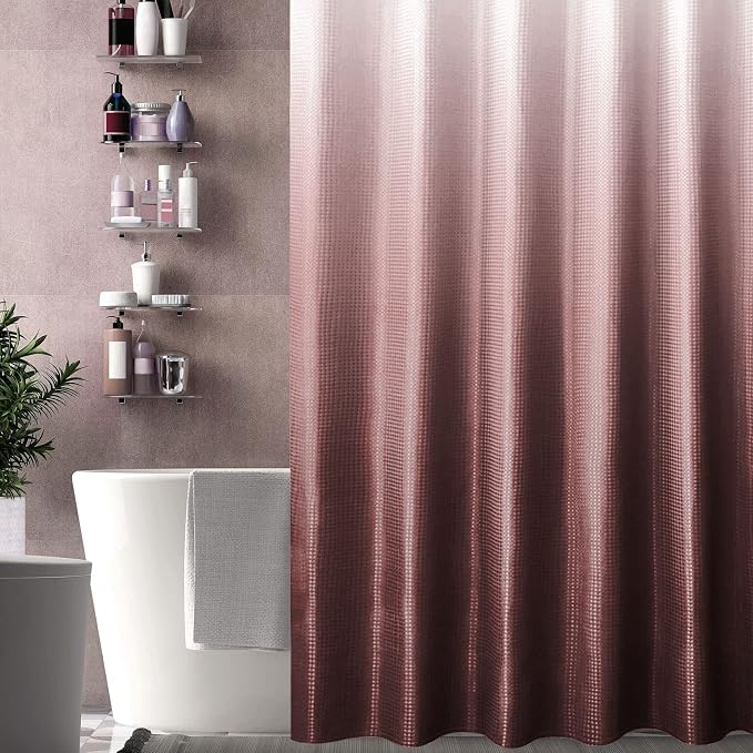 Burgundy Ombre Fabric Shower Curtain for Bath Decor, 72 x 72 | Burgundy Gradient Fabric Shower Curtain, Cloth-Textured Bathroom Curtains Shower Set, Water Repellent and Machine Washable