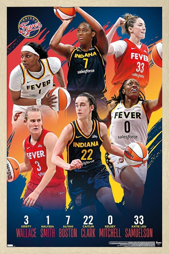 Trends International WNBA Indiana Fever -Team 24 Wall Poster, 22.4L x 14.7W, Blonde Framed Version