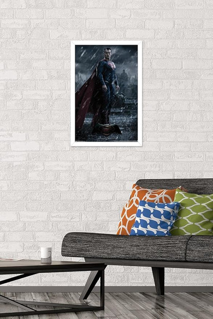 Trends International DC Comics Movie - Batman v Superman - Superman Wall Poster, 14.725" x 22.375", White Framed Version