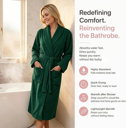 PJGGZ Women's Shawl Collar Bathrobe, Soft Long Towel Robes for Women - Super Absorbent Quick Dry yet Warm