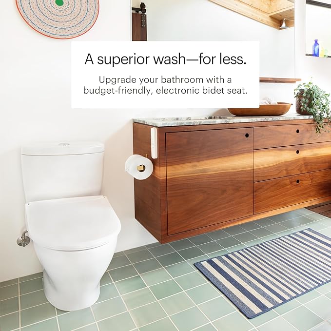 Brondell T44-RW Swash Thinline Electric Bidet Toilet Seat with Oscillating Stainless Steel Nozzle, T44-Thinline