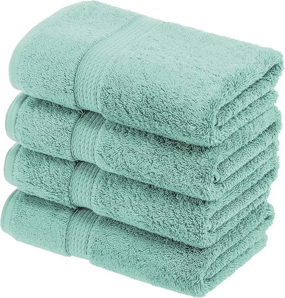 SUPERIOR Egyptian Cotton Plush & Absorbent, Hand Towel Set of 4, Sea Foam | Quick Dry, Soft Luxury Towel Set, Bath Essentials for Bathroom, Guest Bath, Spa, 4 Piece Set, Madeline Towels