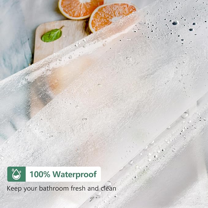 Seenus Waterproof EVA Frosted Shower Curtain Liner Short 66 Inch, Bpa-Free Shower Liner with 3 Extra-Large Magnets, 72'' x 66'' Plastic Bathroom Shower Curtain 3D Silk Translucent for Privacy
