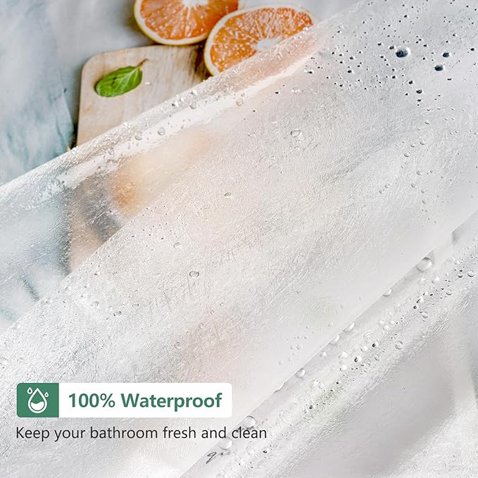 Seenus Waterproof Translucent Stall Shower Curtain Liner 48 x 72 Inch, Bpa-Free EVA Plastic Shower Liner with 2 Extra-Large Magnets, 48''W Narrow Frosted Bathroom Curtain for Shower Privacy