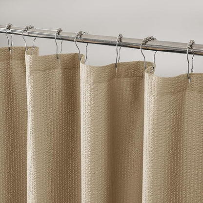 OVZME Taupe Stall Fabric Shower Curtain 36 x 72 Inch, Soft Waffle Small Shower Curtain for Bathroom with Texture for Narrow Stall Size, Machine Washable Water Resistance, Hotel Style