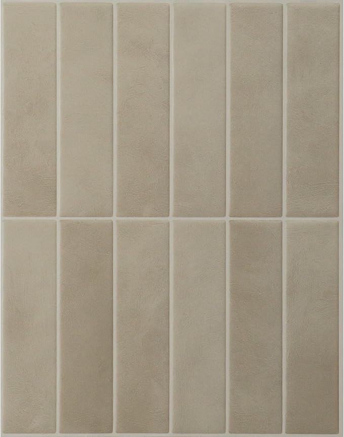 Smart Tiles Peel and Stick backsplash, Stacked Taupe Beige, 11.43"x9" | Pack of 5 (3.5 sq ft), Matte, Heat/Moisture Resistant, Low VOC, Kitchen/Bathroom, Renter Friendly, Made in Canada