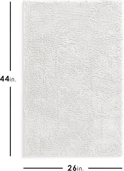 Hearth & Harbor Bathroom Rugs, Chenille Bath Mat - Machine Washable Bath Mats for Bathroom Non-Slip Backing Rubber, Quick Dry Bathroom Mat - Off-White Bath Rug, 26x44
