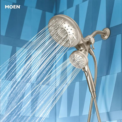 Moen Engage Multi-Function Handshower and Rainfall Shower Head Trim Combo with Handle, Tub Spout, Metal Hose and Valve, Brushed Nickel, 82304SRN