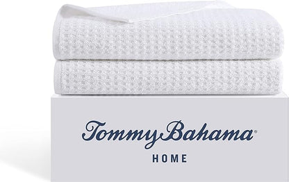 Tommy Bahama - Bath Towels, Highly Absorbent & Soft Bathroom Essentials, Low Linting & Fade Resistant, Oeko-Tex Certified (Northern Pacific White, 2 Piece)