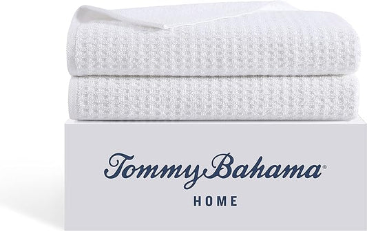 Tommy Bahama - Bath Towels, Highly Absorbent & Soft Bathroom Essentials, Low Linting & Fade Resistant, Oeko-Tex Certified (Northern Pacific White, 2 Piece)