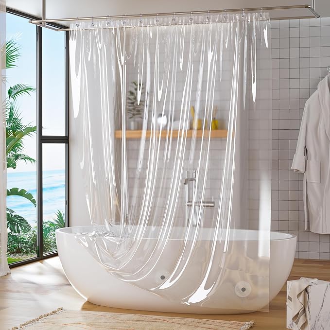 Titanker Clear Shower Curtain Liner Plastic Long Shower Liner 72 x 78 PEVA Lightweight Waterproof Shower Curtains for Bathroom with Magnets and Rustproof Grommets