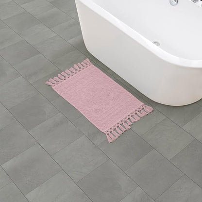 French Connection Nellore Bath Rugs, Woven and Beaded Bath Mats, Durable and Thick Bath Mats for Bathroom and Shower Rugs, 17" x 28", Light Purple