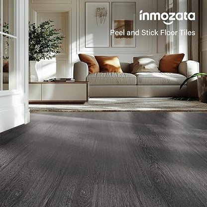 INMOZATA Peel and Stick Floor Tile Waterproof Tile Vinyl Flooring Sample | 5 Packs Heat-resistant, Wood Grain Self Adhesive Flooring for DIY Bedroom Living Room Bathroom Kitchen