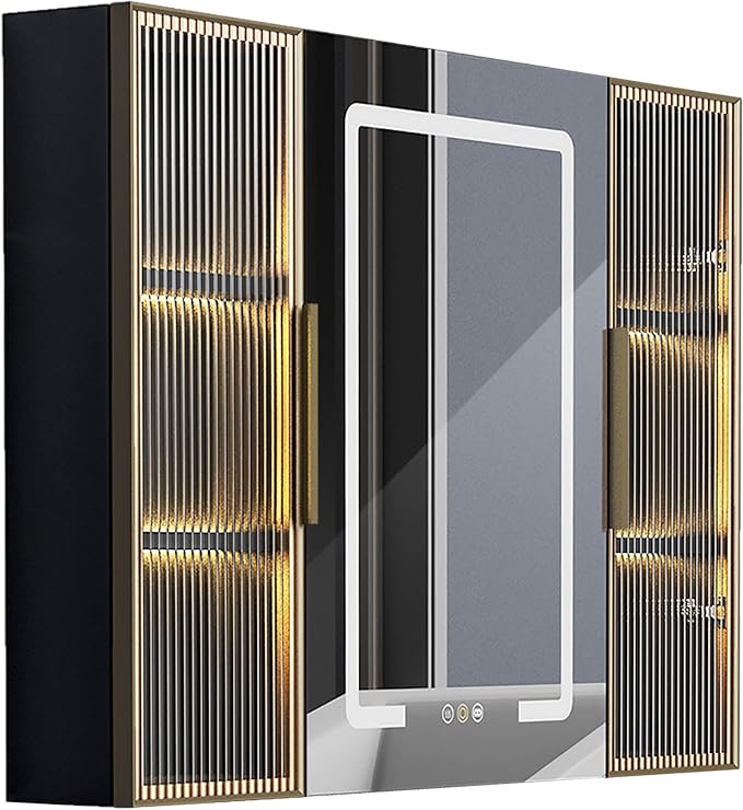 Upgrade Medicine Cabinets for Bathroom with Mirror and Storage Cabinets, 39.37”W x 27.56”H Surface Wall Mounted LED Medicine Cabinet with Lights, Defogger, Dimmer, Memory Fuction