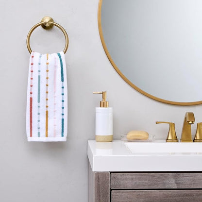 SKL Home Modesto Stripe Hand Towel Set-2pc, Premium 100% Cotton, Multi | 600 GSM weight. Spa-level quality. Soft & absorbent, reversible jacquard. For the bathroom, kitchen, bar or any sink space.