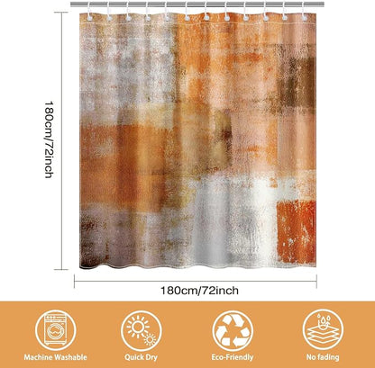 Mocsicka Abstract Shower Curtain Grey Abstract Art Painting Shower Curtain Bathroom Bathtub Curtain 72x72 Inch with 12 Hooks (Orange)