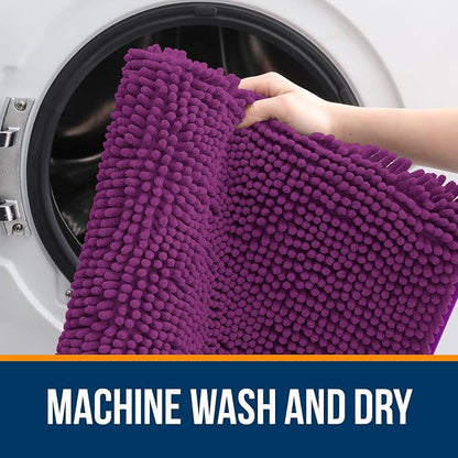 OLANLY Bathroom Rugs 30x20, Extra Soft Absorbent Chenille Bath Rugs | Purple, Quick-Drying Rubber Backing, Machine Washable Bath Mat for Bathroom Floor, Tub and Shower, Home Decor Accessories