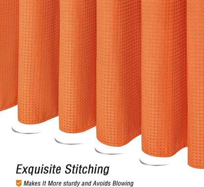 Extra Long Burnt Orange Fabric Shower Curtain, 72 x 84 | Tall Cloth-Textured Shower Curtain for Bathroom, Water Repellent, Machine Washable