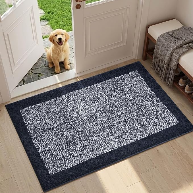 Bathroom Rugs 30x20 Non Slip Washable, Dark Blue Bath Mat for Bathroom Floor Tub, Soft Absorbent Quick Dry Mats for Shower, Bathtub,Home Decor