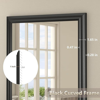30x36 Inch Black Bathroom Mirror for Wall | Black Metal Mirror, Matte Thick Frame Rectangle Vanity Mirror, Shatterproof, Anti-Rust, Horizontally or Vertically Mounted