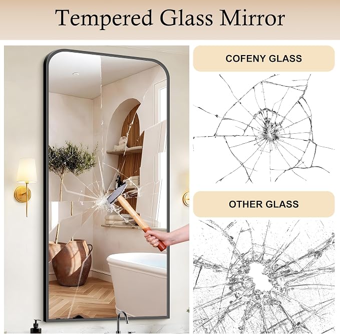 COFENY Bathroom Mirror, 30x60 inch Black Rectangle Wall Mounted Mirror with Thin Frame, Large Bathroom Vanity Mirrors for Over Sink, Entryway, Living Room, Bedroom