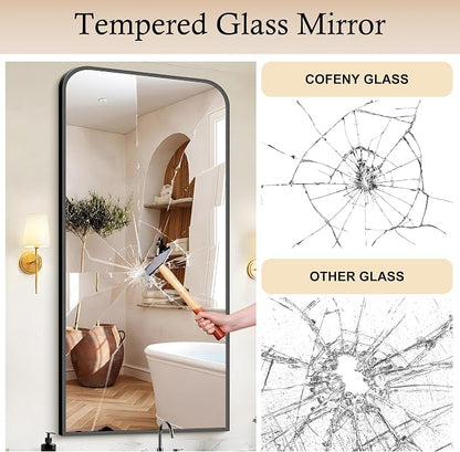 COFENY Bathroom Mirror, 30x60 inch Black Rectangle Wall Mounted Mirror with Thin Frame, Large Bathroom Vanity Mirrors for Over Sink, Entryway, Living Room, Bedroom