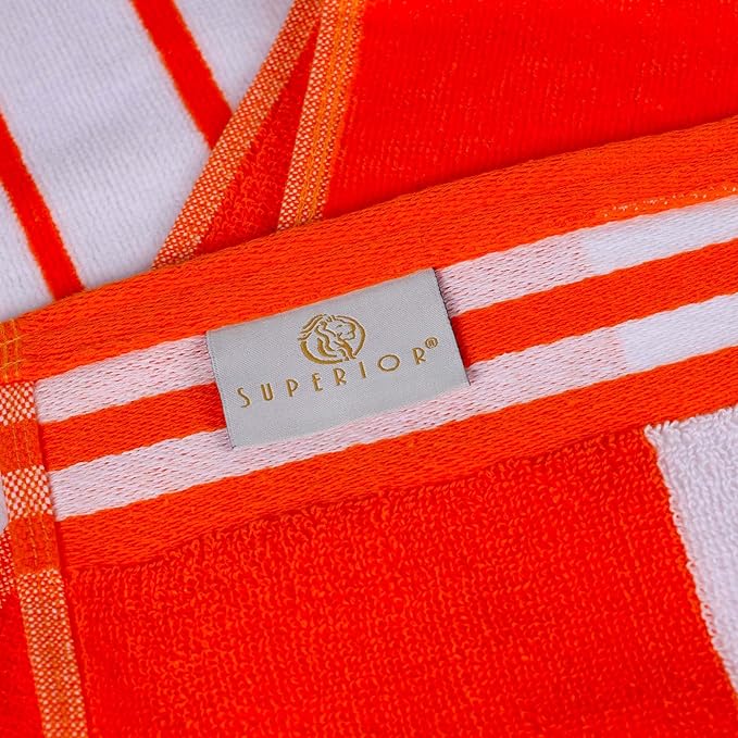 Superior Cotton Cabana Striped Beach Towels, Colorful Towels for Adult, Kid, Pool, Swimming, Sand, Travel, Large Oversized, Absorbent, Fast Drying, Bath Basics, Cabana Collection, 1 Piece, Coral