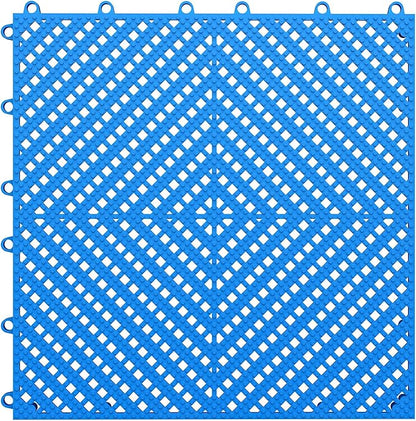 12-Pcs Interlocking Tile, Indoor/Outdoor Drainage Interlocking Floor Tiles 11.8" x 11.8", Anti-Slip Waterproof Soft PVC Splicing Flooring Tile for Garage Patio Pool Bathroom, Blue