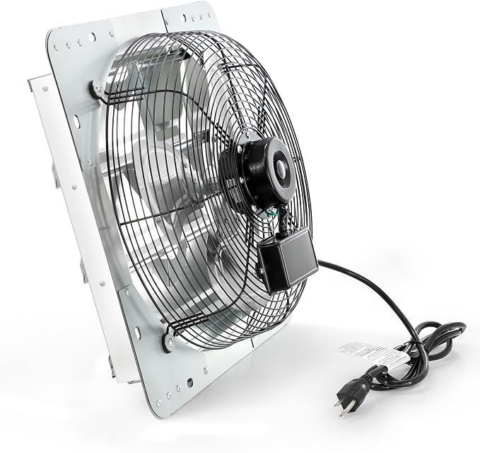 Vie Air Shutter Exhaust Fan with Power Cord – High-Performance Ventilation for Indoor/Outdoor Spaces, Energy-Efficient Cooling - Vent fan for Commercial, Greenhouse, Attic, Shed & Shop (12 Inch)
