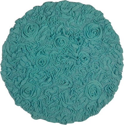 Home Weavers Bell Flower Collection 100% Cotton Tufted Bath Rugs, Extra Soft and Absorbent Bath Rugs, Non-Slip Bath Mats, Machine Washable, Bath Mats for Bathroom Floor and Tub, 22" Round, Turquoise