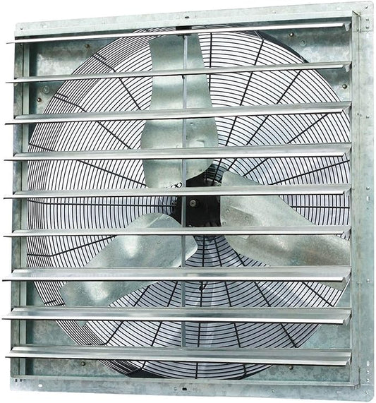 Iliving - 36" Wall Mounted Shutter Exhaust Fan - Automatic Shutter - Single Speed - Vent Fan For Home Attic, Shed, or Garage Ventilation, 6128 CFM, 9000 SQF Coverage Area, Silver (ILG8SF36S)