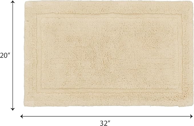 Jean Pierre New York Lydia Border 100% Cotton Bath Mat - Non-Slip Bath Rug - Ivory - 20"x32"