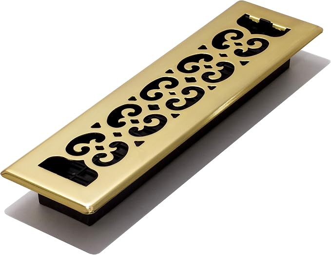 Decor Grates SPH212 Floor Register, 2x12, Polished Brass Finish