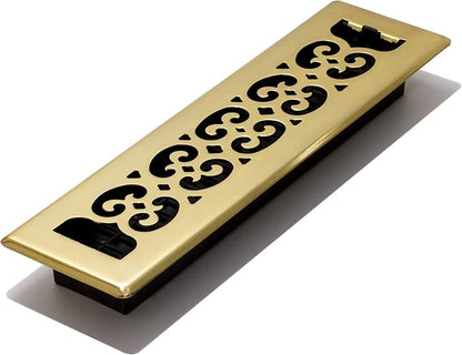 Decor Grates SPH212 Floor Register, 2x12, Polished Brass Finish