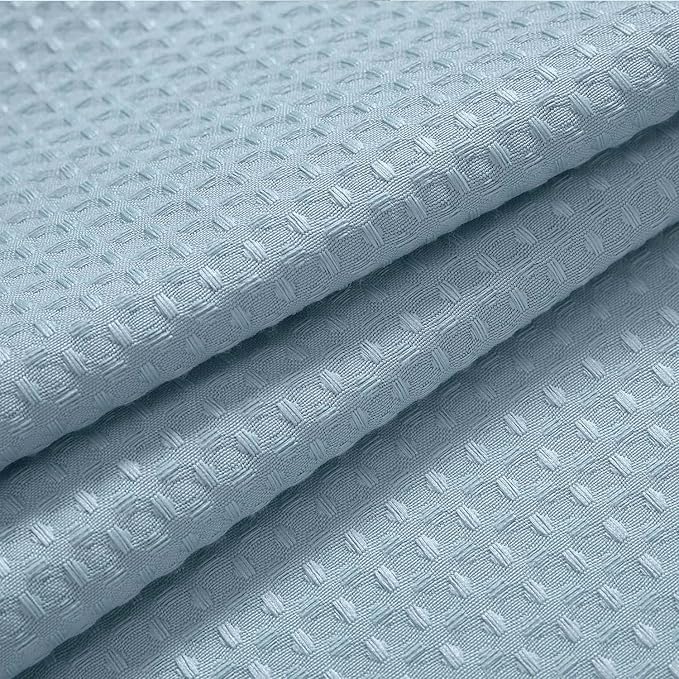 River Dream Heavyweight Waffle No Hook Shower Curtain with Liner,Blue,71x86 | Dotted Waffle,Snap-in Liner,Heavy Duty,Quick Dry,Mesh Top Window,With Bottom Magnets,Hotel-Grade,Washable,Extra Long Size