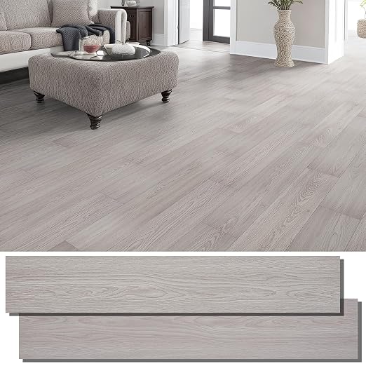 INMOZATA 36-Pack Peel and Stick Flooring Vinyl Floor Tile (White Wash Wood) | 54 Sq.Ft, Waterproof, Heat-resistant, Wood Grain, Strong Adhesive, DIY Flooring for Bedroom Living Room Bathroom Kitchen RV