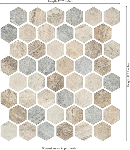MSI Stonella Hexagon 11.25 in. x 12.75 in. x 6 mm Textured Glass Mesh-Mounted Mosaic Tile for Bathroom, Kitchen Backsplash, Accent Wall Tile, and Shower Wall Tile