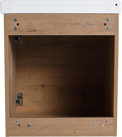 18" Small Bathroom Vanity with Sink, 18 Inch Floating Bathroom Vanity for Small Space, Wall Mounted Cabinet Set