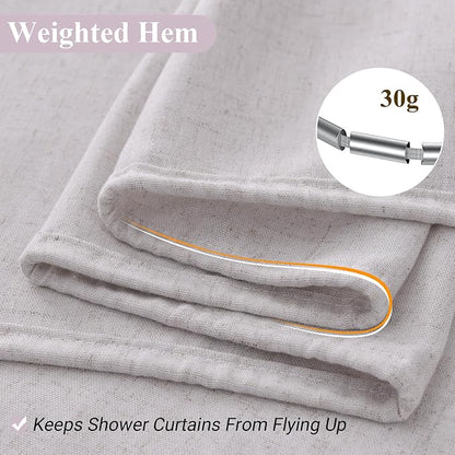 Champagne Linen Shower Curtain, Cloth Textured Fabric Shower Curtain Set with Hooks, Simple Elegant Modern Farmhouse Country Ultra Thick Bath Curtains for Bathroom,Water Repellent,72x84