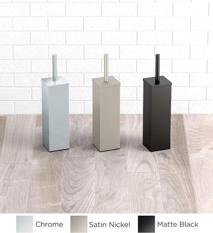 Gatco 1489 Elegant Square Toilet Brush Holder, Satin Nickel
